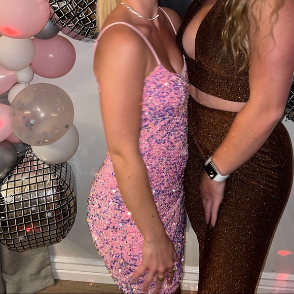 Lucy in the Sky Pink sequins cocktail style dress Womens XS - Picture 7 of 7